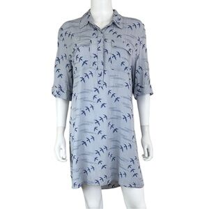 Anthropologie Blue Bird Print Dress